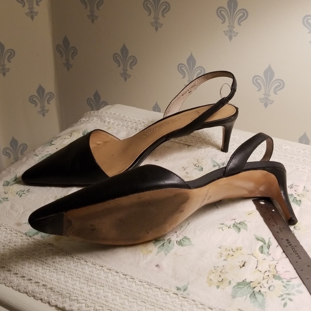 Black 2" heel sling back pumps